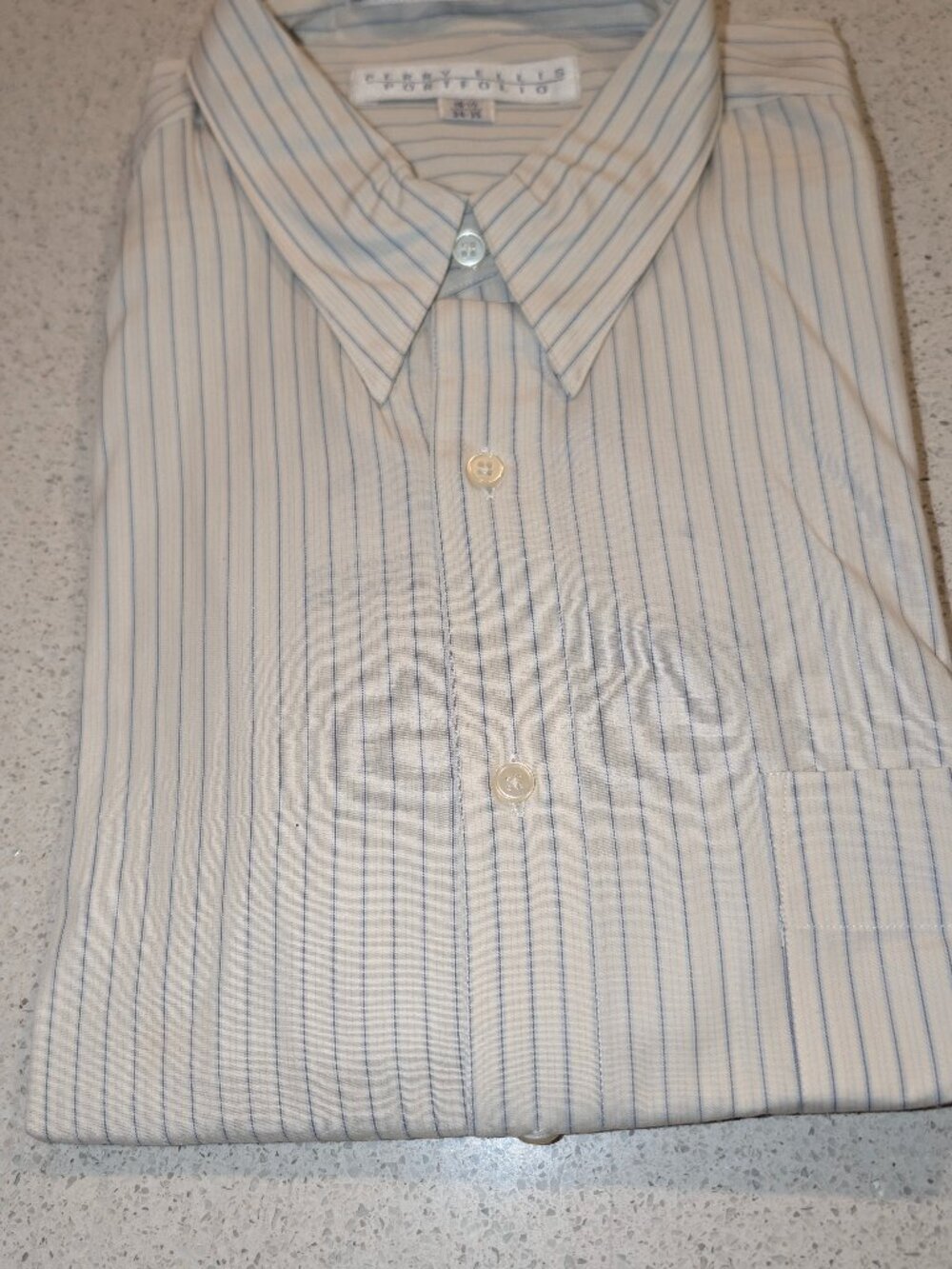 NEW w/Tags-Perry Ellis Size M Mens All Cotton Striped Pointed Collar Dress Shirt